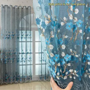 1PC Embroidered Elegant French Lace Curtain, Romantic Floral Design, Privacy Curtain for Living Room, Balcony, Bay Window