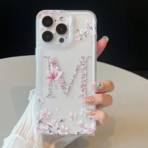 Initials Letter M Pattern Phone Case, Anti-drop Decorative Phone Protector Cover, Phone Accessories Compatible with iPhone 16 15 14 13 12 11 Plus Pro Max