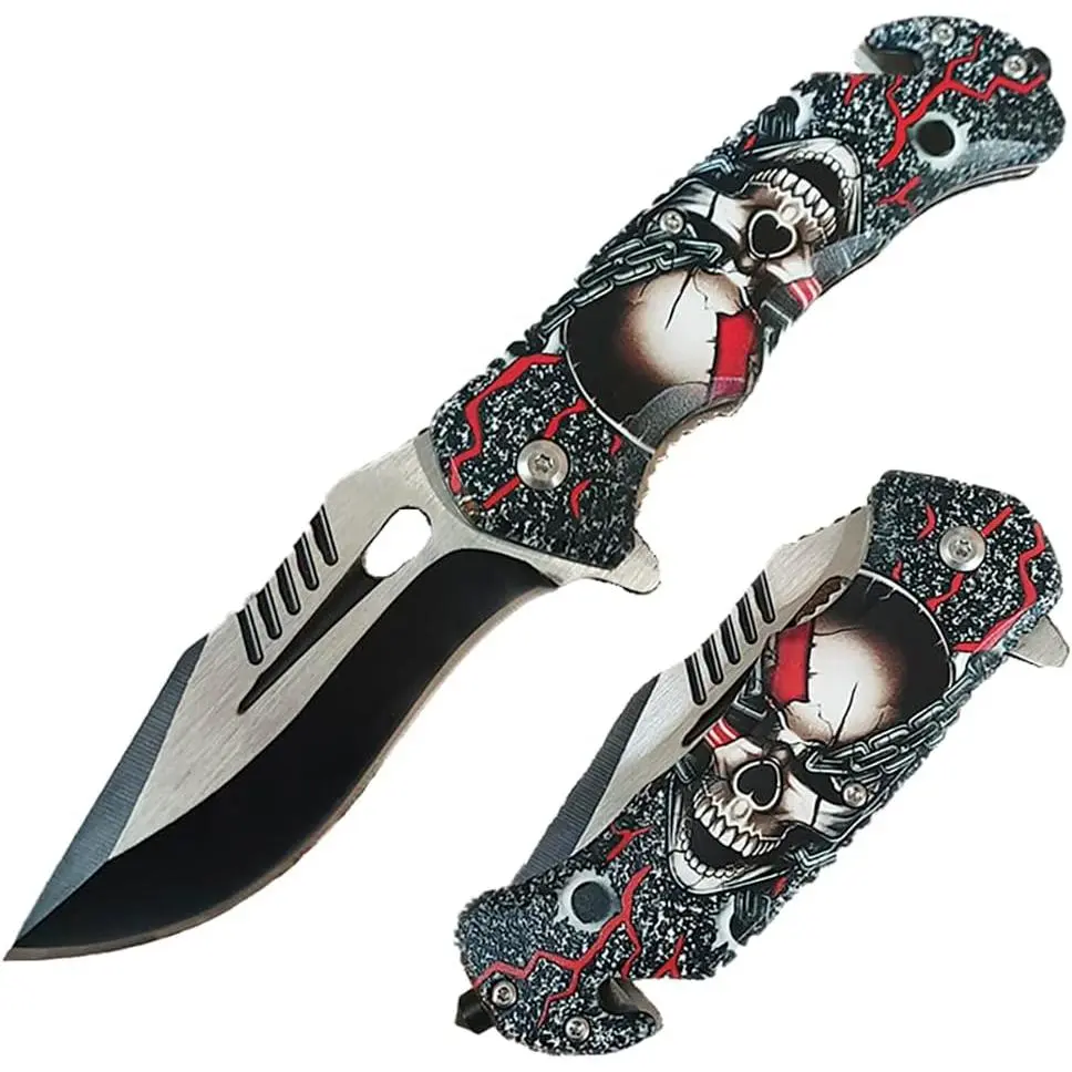 Safety Lock Pocket Knife - 3.4-inch Sharp Blade - Folding Tactical with Handle - Ideal Tool for EDC Camping Hunting Survival Hiking - Food Processing Knives - Lightweight High Quality Steel Convenient Storage Birthday Gifts for Mens