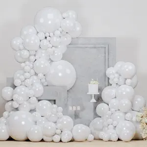 152-Piece Pearl White Balloon Arch Kit with Metallic Latex Balloons for Wedding, Graduation & More