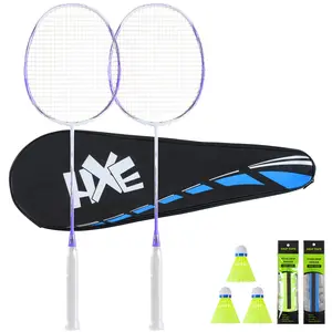 HXE Carbon Fiber Professional Badminton Racquet for Outdoor Backyard Games,4U 28-30LBS
