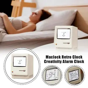 Retro Maclock Clock - Vintage Electronic Desk Decor & Creative Alarm Clock for Students