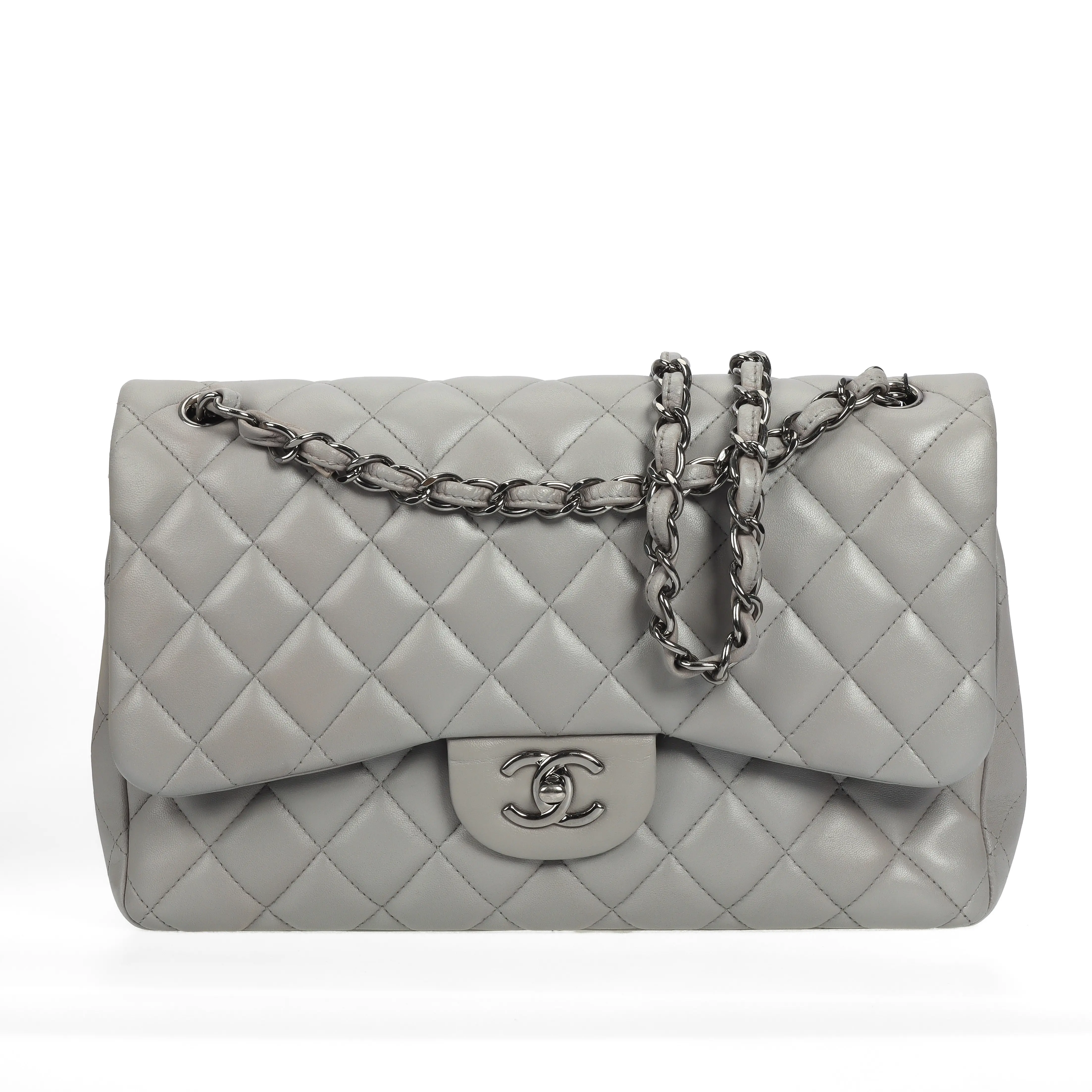 Pre-owned CHANEL Leather Crossbody Bags Classic Flap Grey 65698990