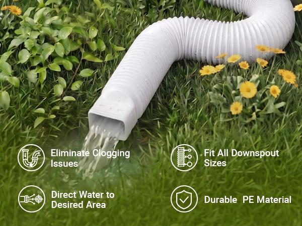 2 Pack Rain Gutter Downspout Extension with Cleanout Window, 21"-68" Flexible Drain Downspout Extender with Leaf Filter, Drain Downspout Connector for Rainwater Drainage
