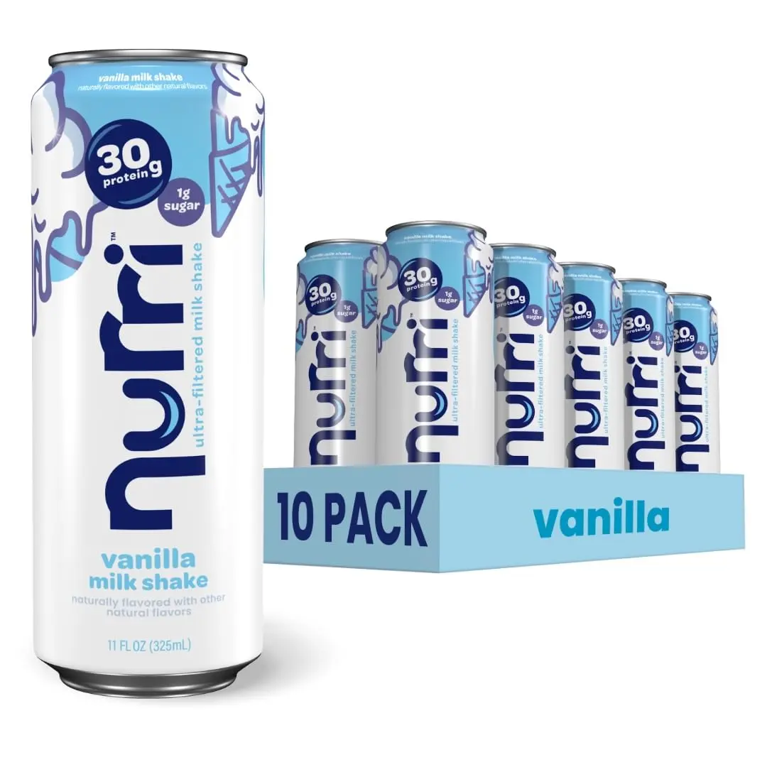 Nurri 30g Vanilla, Strawberry & Chocolate Low Sugar Ultra-Filtered Milkshake 11 fl. oz., 12 pk. High Protein Shake Beverage Flavor Low, Meal Replacement