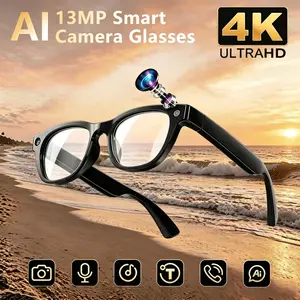 13MP AI Smart Glasses, True 4K Photo & 2K Video First-Person Camera, Real-Time Translation,AI Voice Assistant, ChatGPT AI, Bluetooth 6  Calling and Music, Multifunctional Smart Glasses, wearable glass button touch control