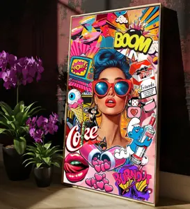 Vibrant Pop Art Collage Canvas, Retro Comic Wall Art, Colorful Graphic Decoration, Modern Urban Canvas, Statement Home Decor