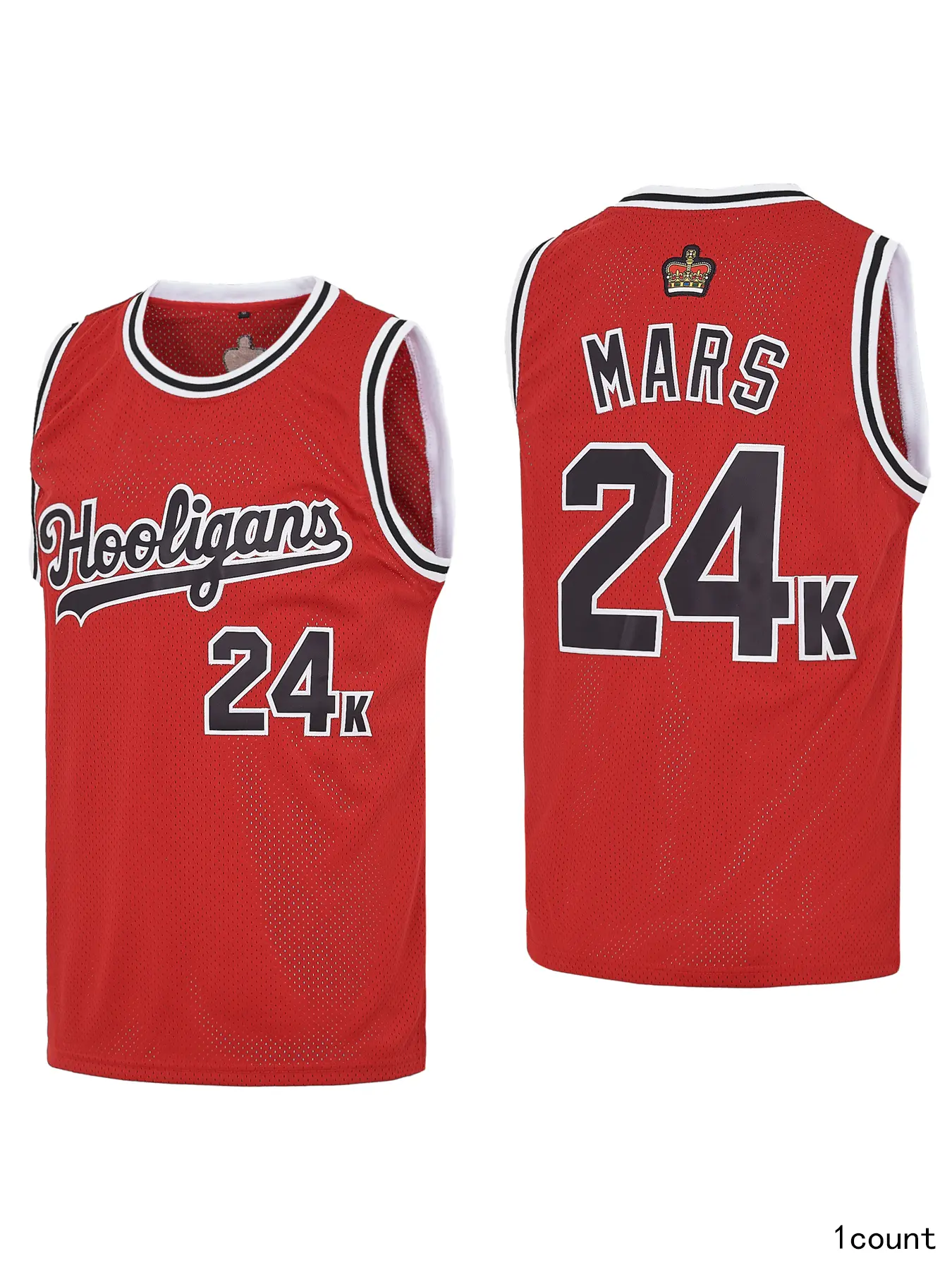 Men's Hooligans 24K Mars Hip Hop Rap Basketball Jersey Embroidery