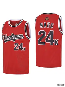 Men's Hooligans 24K Mars Hip Hop Rap Basketball Jersey Embroidery
