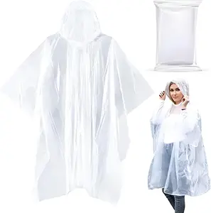 20-Pack Emergency Disposable Rain Ponchos for Adults – 100% Waterproof with Hood | Clear Lightweight Unisex Raincoats for Camping, Hiking & Travel