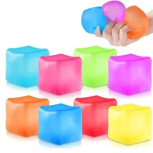 2026 NEW 3Pcs Stress Cube Fidget Toy, Anxiety Relief Ice Cube Squeeze Decompression Toy, Soft Stress Ball Sensory Toy for Kids Teens Adults Holiday Gift