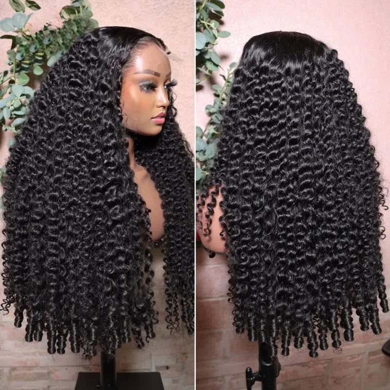 Bling Hair Burmese Curly Human Hair Lace Frontal Wig 13x6 for Women - Pre-Plucked Hairline with Baby Hair, 180% Density Full Volume Curly HD Lace Front, Natural Black, Low Shed Long-Life