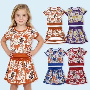 Footballs Top Skirt Shorts Girls Team Athletic Active Wear Clothes Sets