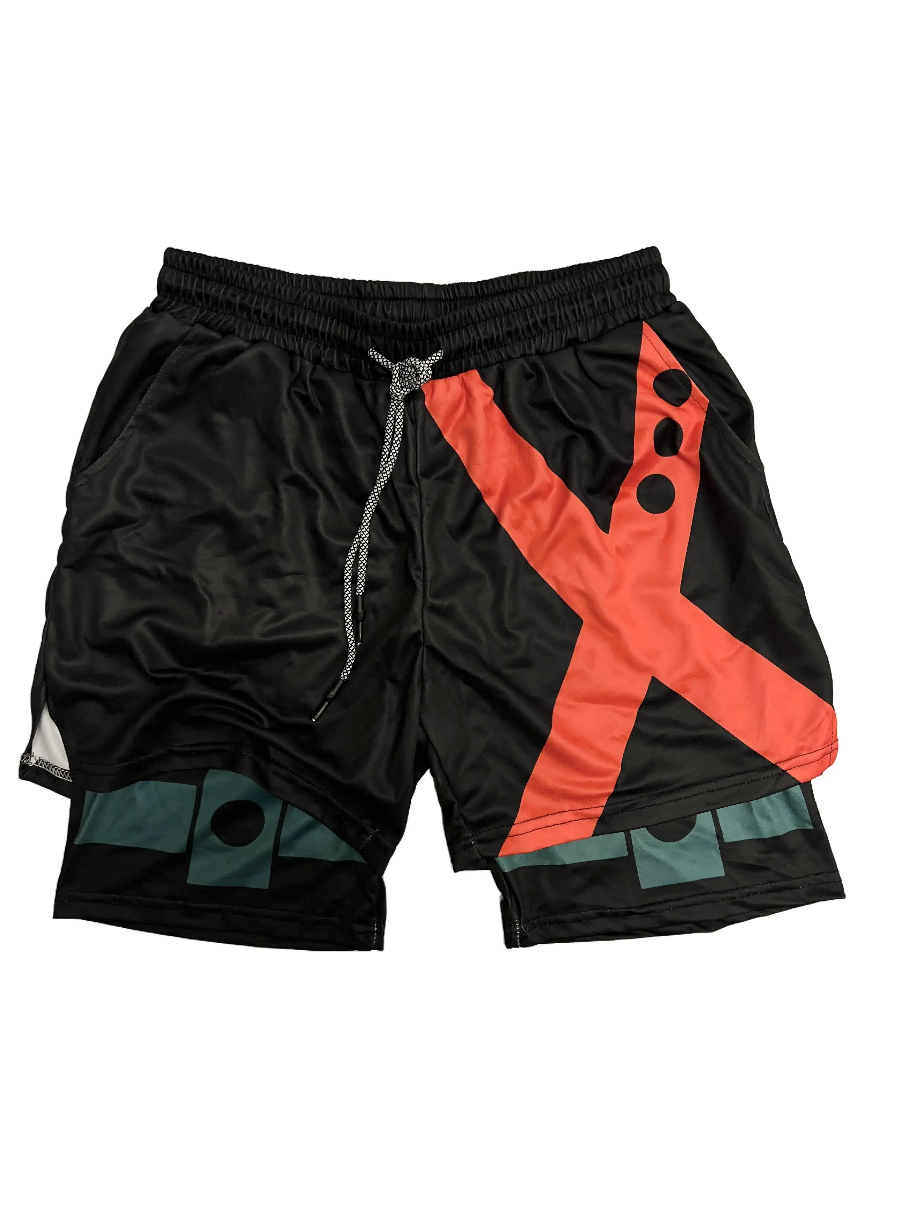 Bakugo My Hero Academia Men's Shorts Performance Shorts Summer Double Layer Beach Pants Fitness Training Pant Sports