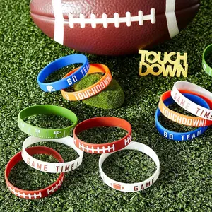 10 Pieces Football Silicone Bracelet Motivational Rubber Wristbands Silicone Wristband for Sport Themed Football Themed Birthday Party Award Gift