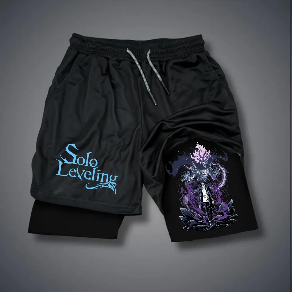 Solo Leveling  80s 90s summer men shorts for men jorts outfit men graphic shorts Double-layer sports shorts Comfortable short shorts summer