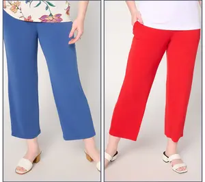 Susan Graver Essentials Regular Liquid Knit Set of 2 Crop Pants