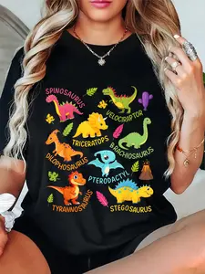 100% Cotton Unisex Types Of Dinosaurs Cute Dinosaur Outfit Boys Girls T-Shirt