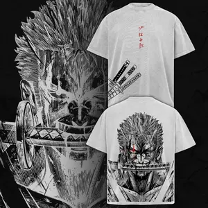 Zoro "Three Sword Style" One Piece Graphic Tee – Dark Anime Streetwear Shirt, One Piece Manga Merch, Vintage Washed Anime T-Shirt, Oversized Otaku Fashion Apparel, Viral Anime Shirt for Men & Women Fans