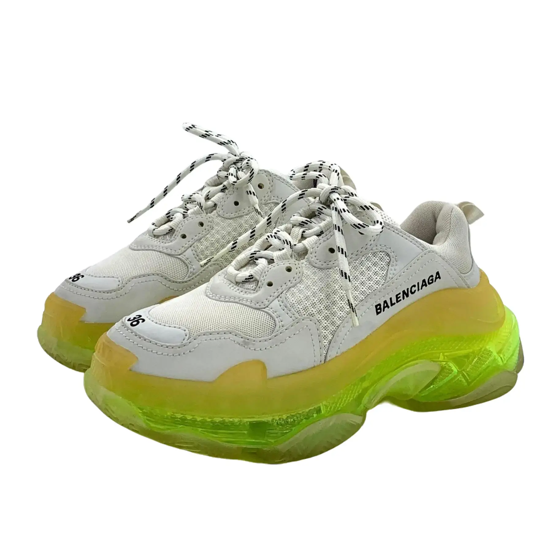 RDLT-Balenciaga Size 36 White Mesh Lace-up Flat Sneakers Triple-J37673