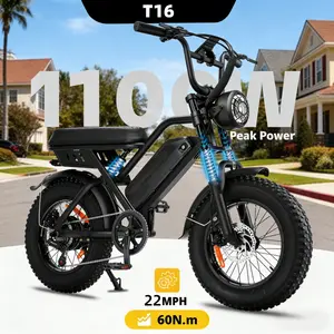 Electric Mountain Bike 1150W Peak Power 48V 15.6Ah Battery 16x4.0 Fat Tire Front Suspension 50-60 Miles Range High-Carbon Steel Frame Full Suspension System motorcycle ebike off-road