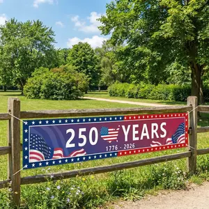 Large 250th Anniversary Banner 120" x 20" 250 Years 1776-2026 America Flag Map Star Patriotic Party Supplies Home Decorations for Outdoor, Indoor, Yard, Garden, Porch, Lawn