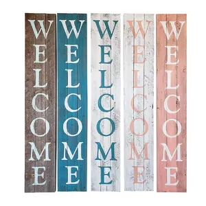Rockin' Wood Indoor Outdoor Welcome Sign 5 Foot Vertical Rustic Reclaimed Wood Farm House Style for Front Door or Porch Decor Wooden