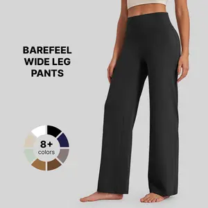 G4Free Barefeel Wide Leg Pants for Women High Waisted Loose Casual Dress Work Yoga Pants Seamless Naked Feeling Soft Fabric Fitting Womenswear Trouser Baggy Bottom Comfort Wideleg