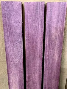 Three Exotic Kiln Dried Sanded PURPLEHEART S4S Lumber Blank Wood ~36" X 4" X 3/4"
