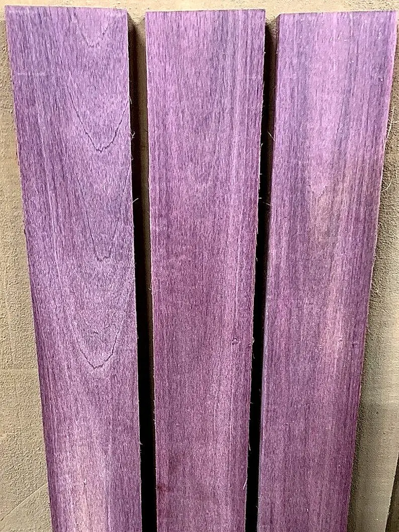 Three Exotic Kiln Dried Sanded PURPLEHEART S4S Lumber Blank Wood ~36" X 4" X 3/4"