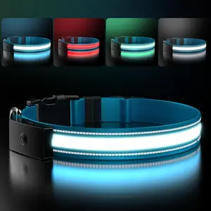 Led Dog Collar, Rechargeable Flash Dog Necklace Light, Pet Safety Collar Makes Your Beloved Dogs Be Seen at Night for Small Medium Large Dogs(Pink/Blue/black) 1600ft Visibility Magnetic Charging Gear