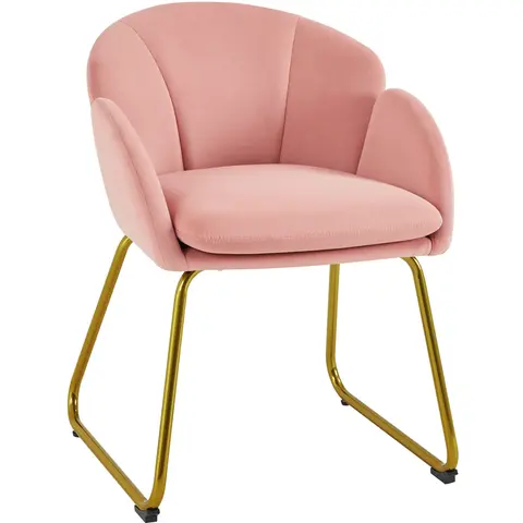 Yaheetech Flower-Shaped Velvet Accent Chair, Modern Armchair with Gold Legs Add Luxe Shine, Velvet Touch Feels Luxe, Floor Levelers, Ideal for Living Room & Bedroom