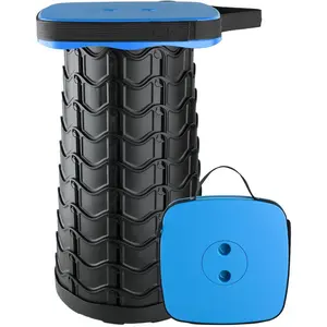 Upgraded Collapsible Stool, Square Portable Stool, Lightweight Yet  Sturdy with Load Capacity 400lbs,  for Camping Fishing Hiking BBQ (Square Blue)