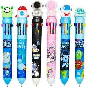 6 count 10-in-1 Multicolor Outer Space Pens 10 Colors Shuttle Retractable Ballpoint Pen  Spaceman Alien Rocket Astronaut Pens for Students Teachers Office Supplies
