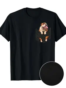Funny English Bulldog Peeking from Pocket Graphic