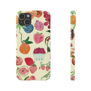 Fruit Print Phone Case, Yellow, Aesthetic, LA, Preppy, Clean Girl, Glossy Phone Case Accessories Plastic Cover