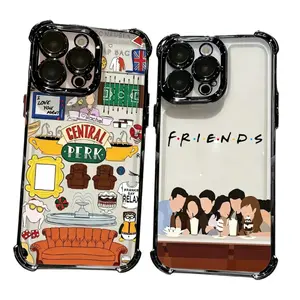 Hot TV Show F-Friends Plating Phone Cases For iPhone 17 16 15 14 13 12 11 Promax Pro Air Plus Anti Fall Airbag Shockproof Cover Protection Gifts For Christmas Halloween Birthday