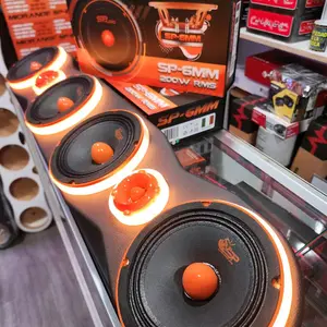 SMART LOADED Universal 38” Sound Bar Pod 4x 6.5" Midrange & 2x Tweeter LED Speaker Ring Wood Fabric 4 Speakers SP Audio PAQUETE COMPLETO