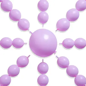 PartyWoo Lavender Linking Balloons 100pcs 12 Inch Light Pastel Purple Lilac Purple Link Balloons for Birthday Baby Shower Graduation Wedding Bridal Shower Princess Party Decorations Purple-W19