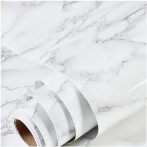 Marble Wallpaper Granite White and Grey Paper Roll 23.6" x 118" Kitchen Countertop Cabinet Furniture is Renovated Thick PVC Easy to Remove Without Leaving Glue Upgrade