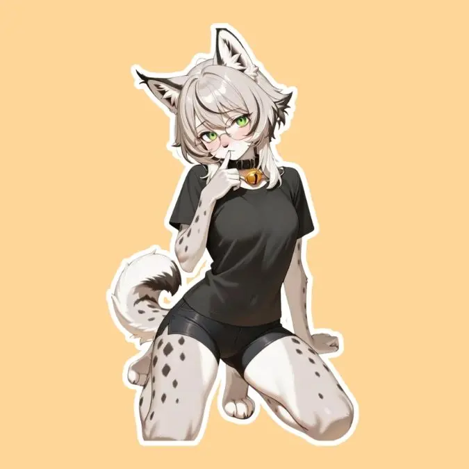 Goth Wolf Girl Vinyl Sticker, Cute Punk Furry Anime Decal, Waterproof Sticker for Laptop Water Bottle Car Phone Case