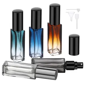 5 Packs Travel Perfume Bottle Refillable, 10ML Mini Portable Glass Spray Bottles Atomizer, Empty Cologne Sample Dispenser with Funnel and Pipette, Perfume Making Kit Toiletries Container