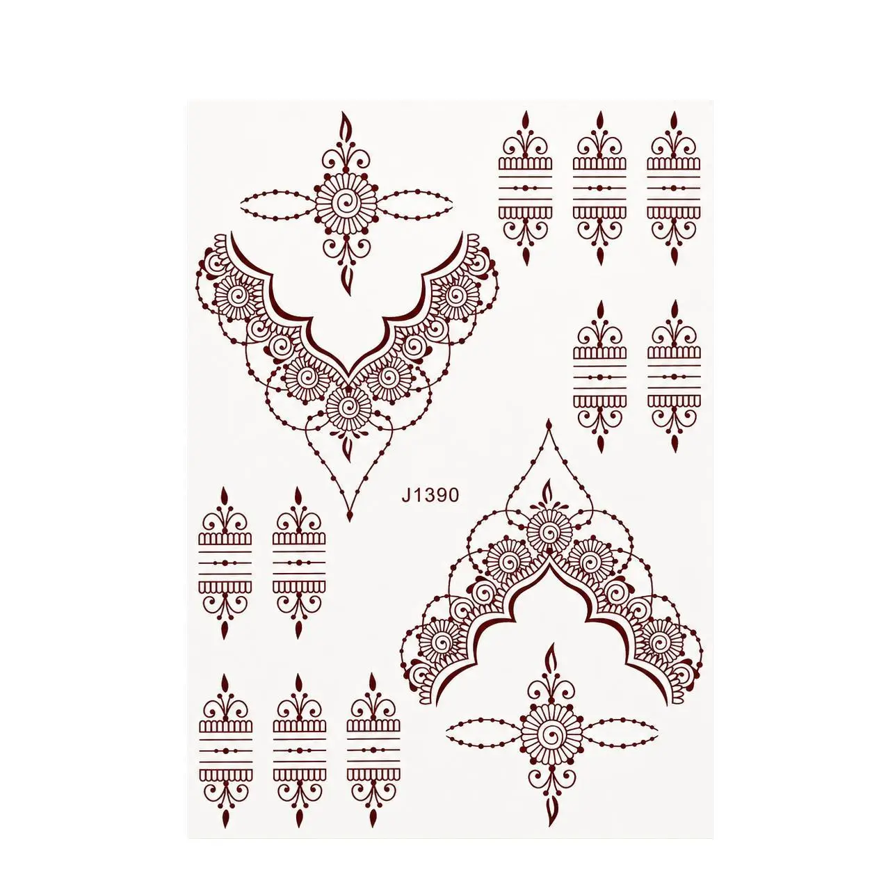Brown Mehndi Lace Temporary Tattoo Sheet