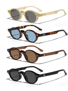 Men's Vintage Oval Frame Sunglasses, Trendy Casual Sunglasses for Everyday Use, Fashion Accessories for Outdoor Activities