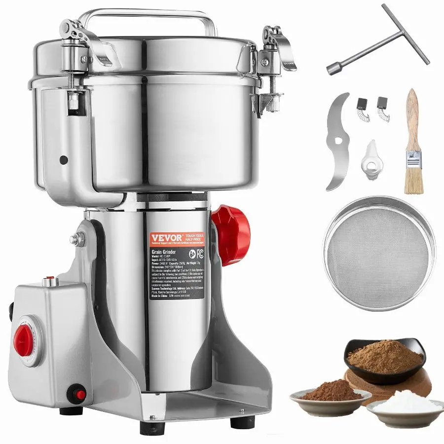 【DealsForYouDays】VEVOR 1000g Electric Grain Mill Grinder, High Speed 3000W Commercial Spice Grinders, Stainless Steel Pulverizer Powder Machine, for Dry Grains Spices Cereals Coffee Corn Pepper, Swing TypeVEVOR Super Brand Day
