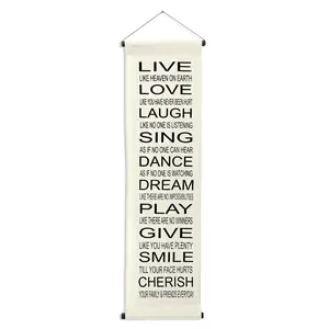 Inspirational Wall Decor Banner, Inspiring Quote Scroll, Affirmation Motivational Uplifting Message, Thought Saying Tapestry Live, Love, Laugh, Sing