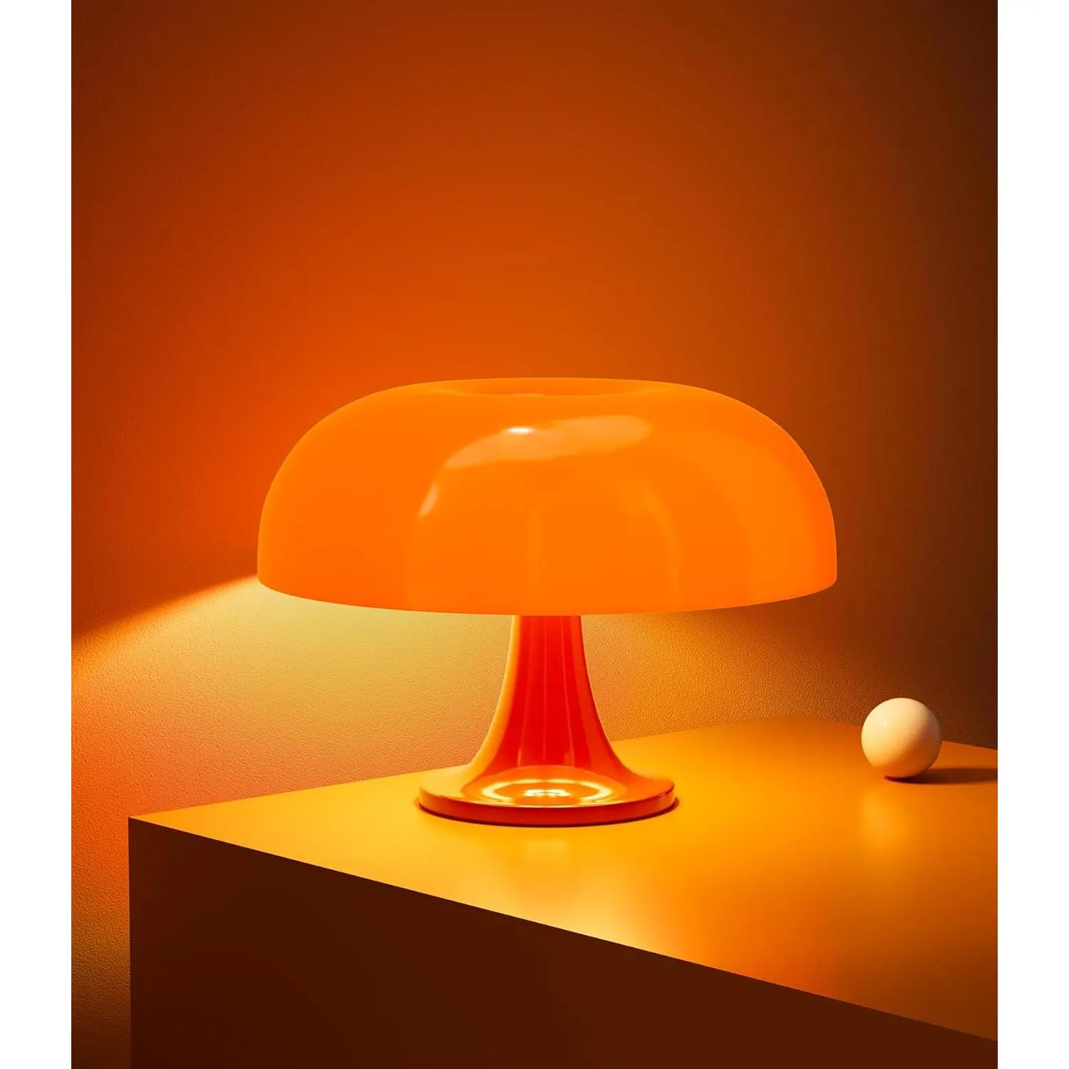 Orange Mushroom Lamp, Minimalist Retro Vintage Table Lamp Night Light, Elegant Aesthetic Bedside Lamp for Women, , Gifts etc(Bulb Included, Plug , 2700K)