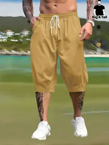 Men's Fashion Seven-Quarter Pants, Trendy Loose Wide Leg Trousers, Casual Sports Basketball Shorts, Perfect for Summer Wear