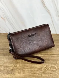 Men's Business Handbag, Lightweight Luxury Design, Fits Phone & Cards, Wrist Strap & Handle, Ideal for Commuting & Travel
