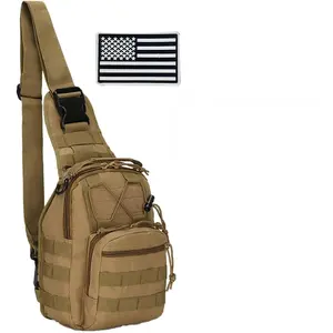 Men's outdoor crossbody bag, tactical shoulder bag, small tactical bag, large capacity, Molle, EDC chest bag, suitable for hiking, travel, cycling, hunting, men's and women's daily commuting, New Year's party, Christmas gift.